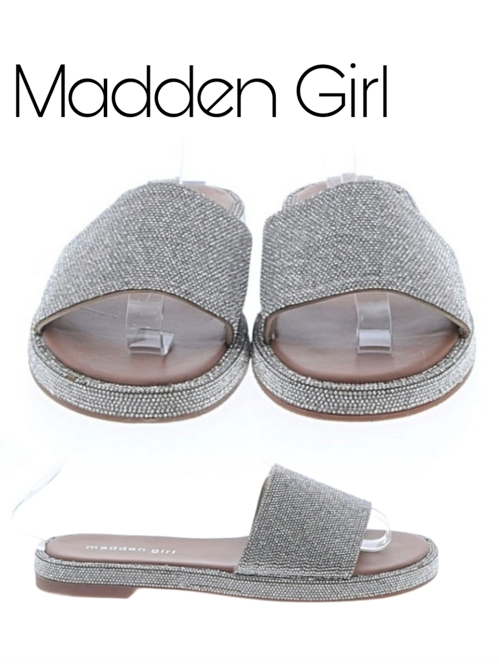 Madden Girl Sparkle Slide Sandal in Silver 7.5